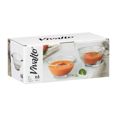 Zupas bļodas Vivalto Caurspīdīgs 435 ml 16,5 x 6,5 x 13,3 cm (6 gb.)