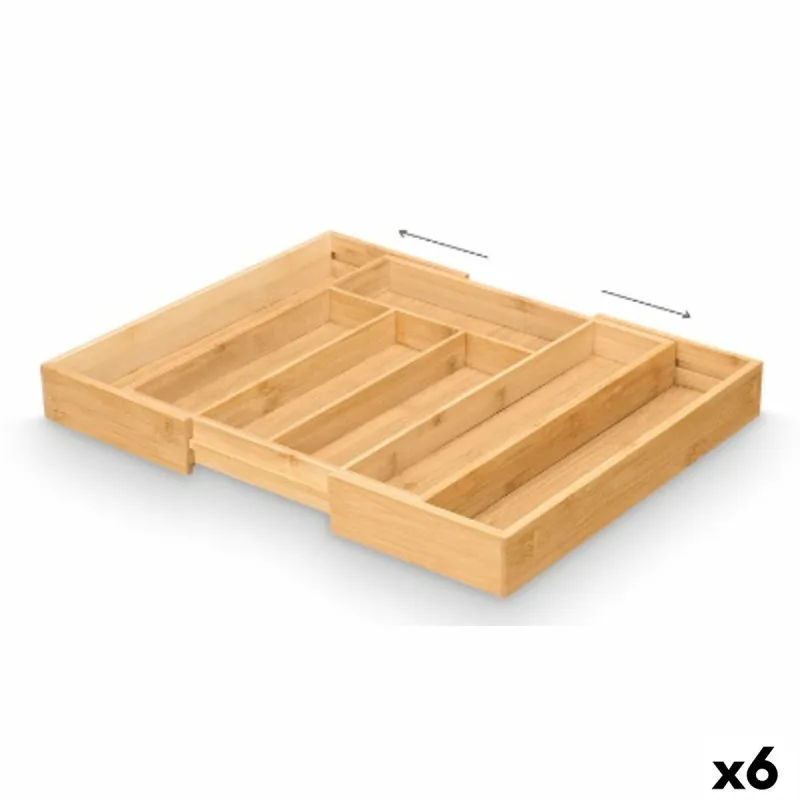 Stalo įrankių dėklas Kinvara Natūralus Bambukas 47,5 x 5 x 36 cm Sulankstomas (6 vnt.)