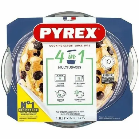 Kannellinen vuoka Pyrex 1,4 L 18 x 9 x 21 cm Valkoinen Läpinäkyvä Lasi