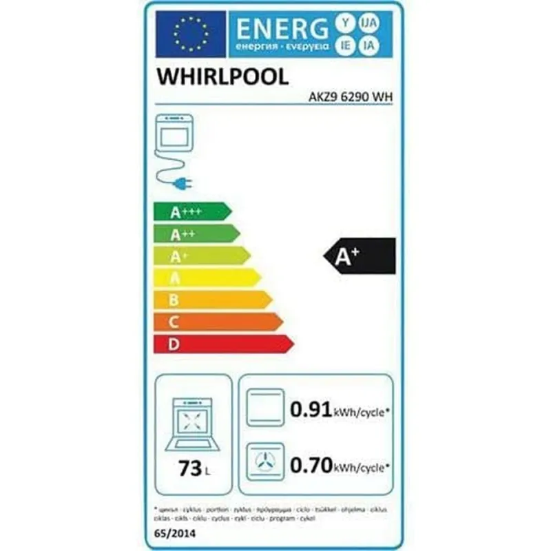 Pürolüütiline ahi Whirlpool Corporation AKZ9 6290 WH 3650 W 73 L