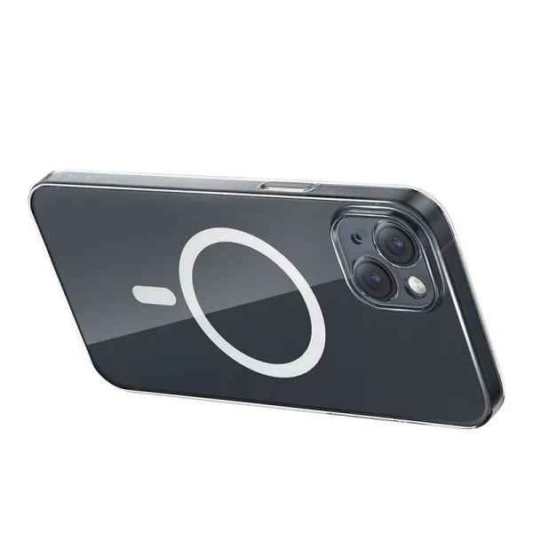 Phone case Baseus Magnetic Crystal Clear for iPhone 13 (transparent) with all-tempered-glass screen protector and cleaning kit