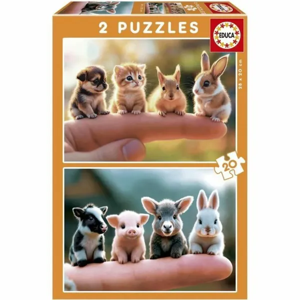 Palapeli Educa Baby Animals 2 x 20 (2 osaa)