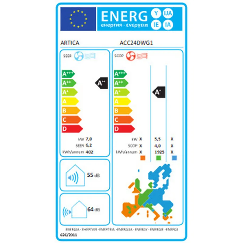 Toru Õhukonditsioneer Artica ACC24DWG1 Wi-Fi A++ 6800 W