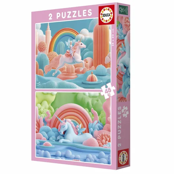 Palapeli Educa Magic Unicorns 48 Kappaletta (2 osaa)