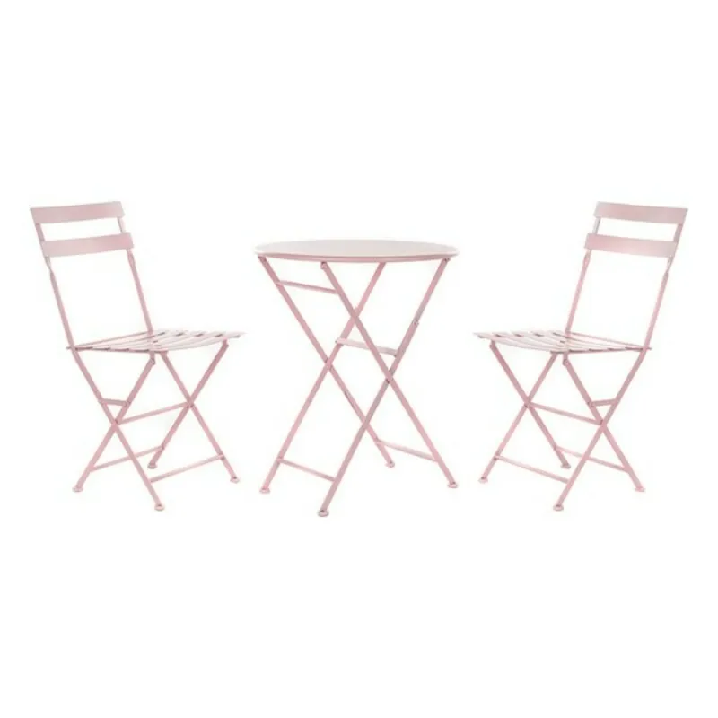 Pöytäsetti 2 tuolilla DKD Home Decor MB-177410 Pinkki 60 x 60 x 75 cm (3 pcs)