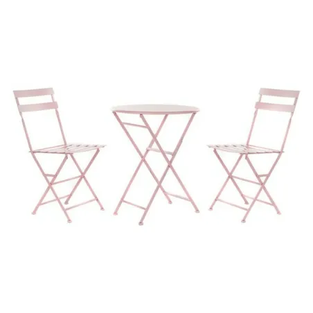 Pöytäsetti 2 tuolilla DKD Home Decor MB-177410 Pinkki 60 x 60 x 75 cm (3 pcs)