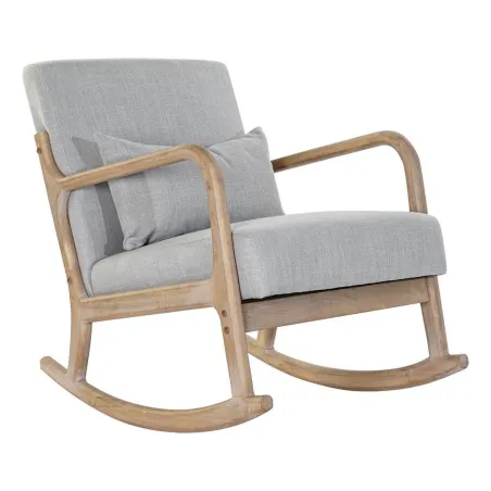 Šūpuļkrēsls DKD Home Decor Pelēks Dabisks Gaiši pelēks Lins Kaučuka koks 66 x 88 x 78 cm