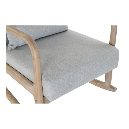 Šūpuļkrēsls DKD Home Decor Pelēks Dabisks Gaiši pelēks Lins Kaučuka koks 66 x 88 x 78 cm