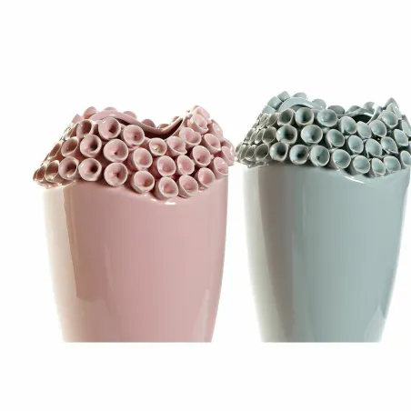 Vaas DKD Home Decor Roosa Türkiissinine Keraamika Vahemere (2 pcs) (19 x 19 x 33 cm)