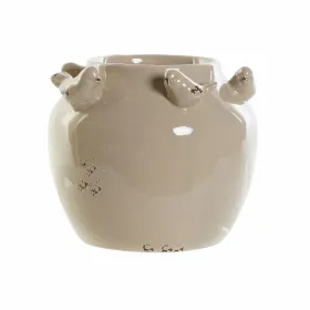 Vāze DKD Home Decor Porcelāns Pelēks Bēšs Putni Shabby Chic (15 x 15 x 13,5 cm) (2 gb.)  