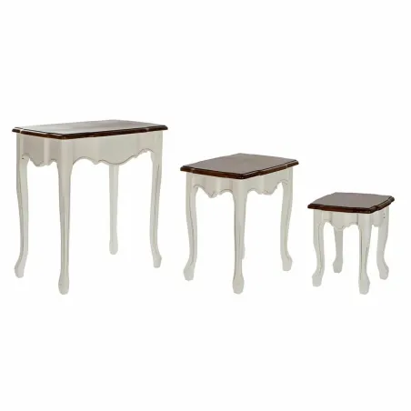Set of 3 tables DKD Home Decor White Brown 60 x 40 x 66 cm