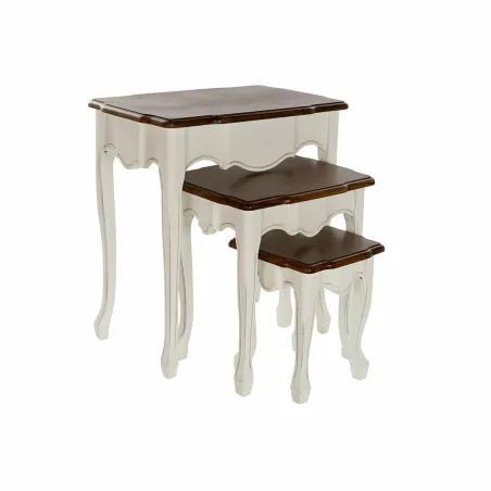 Набор из трех столиков DKD Home Decor Белый Коричневый 60 x 40 x 66 cm