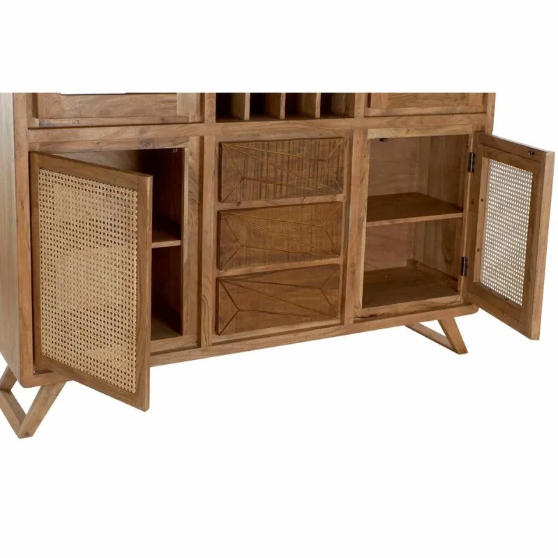 Дисплей-стенд DKD Home Decor Стеклянный Коричневый ротанг древесина акации (160 x 41 x 153 cm)