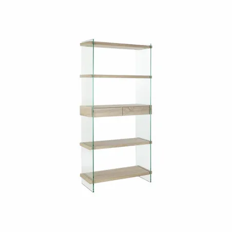 Plaukti DKD Home Decor 90 x 35 x 180 cm Stikls Dabisks Koks Caurspīdīgs Koks MDF