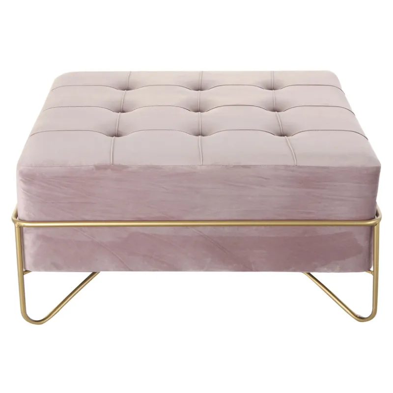 Taburetė DKD Home Decor   Porolonas Rožinė Auksinis Metalinis Poliesteris Aksomas Medžio MDF (80 x 80 x 42 cm)