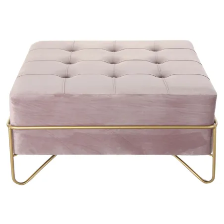 Taburetė DKD Home Decor   Porolonas Rožinė Auksinis Metalinis Poliesteris Aksomas Medžio MDF (80 x 80 x 42 cm)