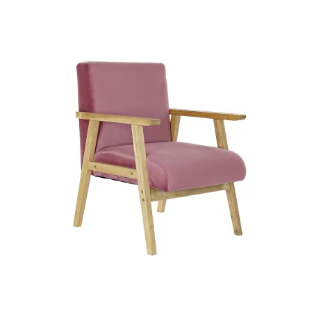 Sēdeklis DKD Home Decor Rozā Poliesters Koks MDF (61 x 63 x 77 cm)