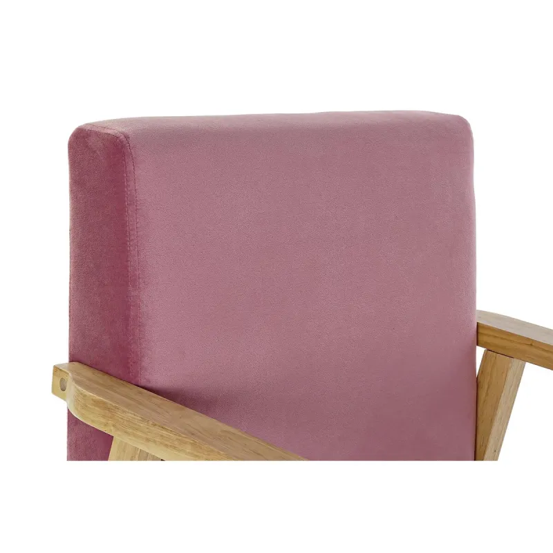 Sēdeklis DKD Home Decor Rozā Poliesters Koks MDF (61 x 63 x 77 cm)