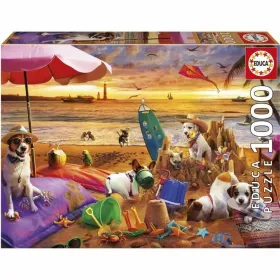 Dėlionė Educa Perros jugando en la playa 1000 Dalys