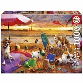 Dėlionė Educa Perros jugando en la playa 1000 Dalys