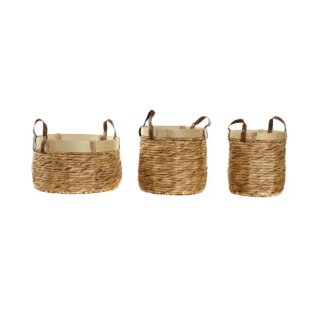 Korisetti DKD Home Decor Ruskea Luonnollinen Bambu Vihvilät Trooppinen 40 x 40 x 24 cm 4 Kg 3 Kappaletta