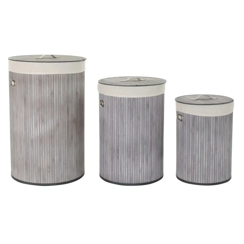 Набор корзин DKD Home Decor Бежевый Серый Бамбук 38 x 38 x 60 cm 3 Предметы