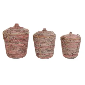 Набор корзин DKD Home Decor Персик Натуральный (3 Предметы) (3 штук)
