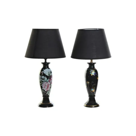 Pöytälamppu DKD Home Decor Musta Kullattu Paukštis 220 V 50 W Itämainen (28 x 28 x 51 cm) (2 osaa)