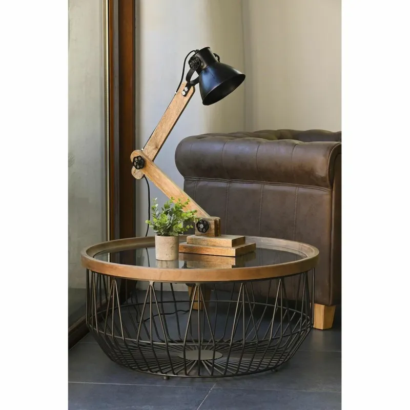 Galda lampa DKD Home Decor Metāls Mango koks 50 W 220 V 50 x 15 x 65 cm