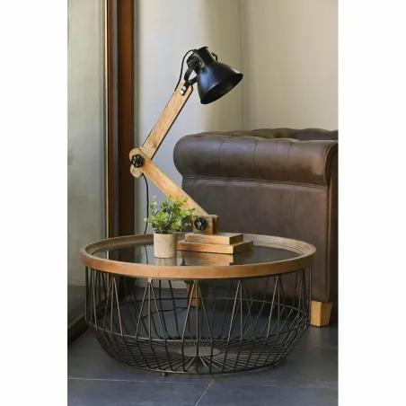 Galda lampa DKD Home Decor Metāls Mango koks 50 W 220 V 50 x 15 x 65 cm