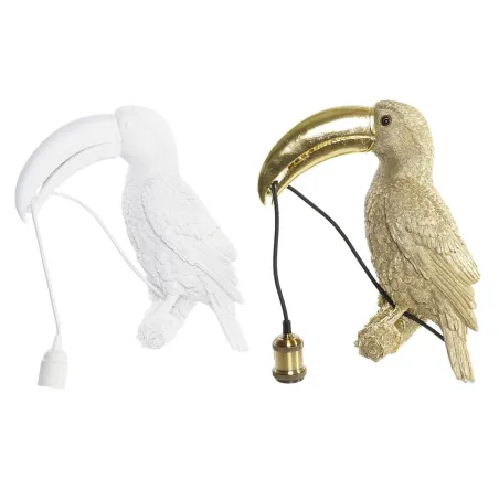 Sieninė lempa DKD Home Decor Auksinis Balta Derva 220 V 50 W (26 x 19,5 x 44 cm) (2 vnt.)
