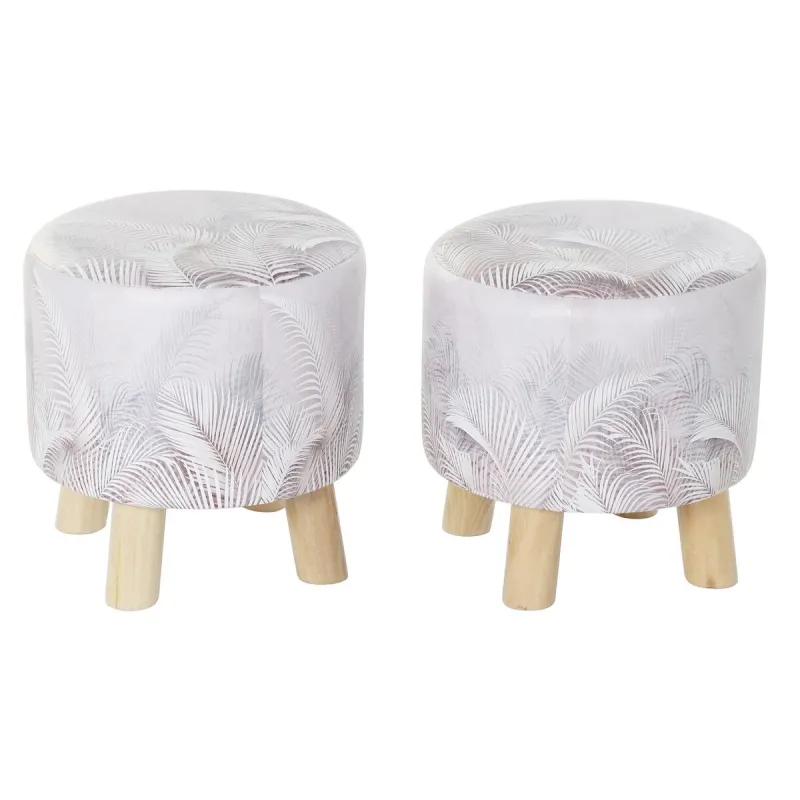Pacelšanas Pedālis DKD Home Decor Pelēks PU Ciedra Tropiskais (30 x 30 x 30 cm) (2 gb.) (30 x 30 x 32 cm)