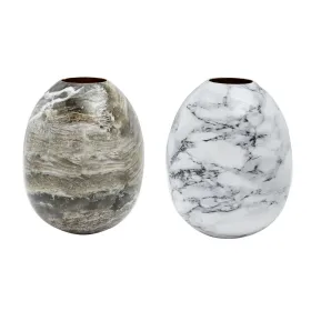 Vāze DKD Home Decor Metāls Brūns Balts Marmors Moderns (13 x 13 x 16 cm) (2 gb.)