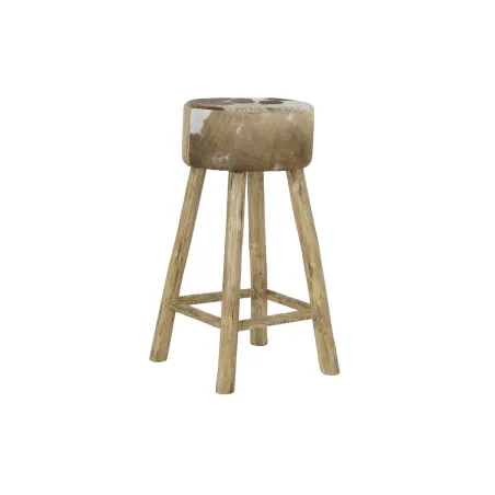 Jakkara DKD Home Decor Valkoinen Ruskea Luonnollinen Nahka Puu 42 x 42 x 77 cm