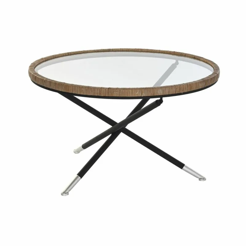 Küljelaud DKD Home Decor 80 x 80 x 48 cm Kristall Naturaalne Hõbedane Must Metall