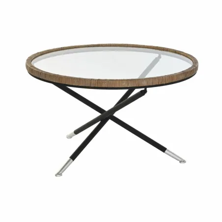 Küljelaud DKD Home Decor 80 x 80 x 48 cm Kristall Naturaalne Hõbedane Must Metall