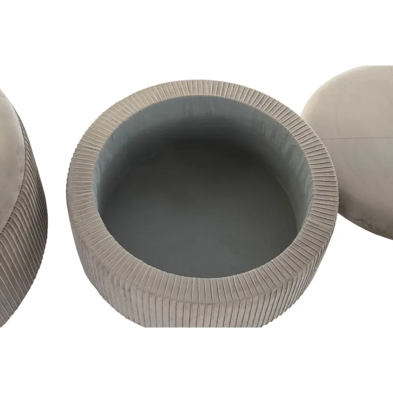 Atrama pėdoms DKD Home Decor 70 x 70 x 32 cm 70 x 70 x 28 cm Aksomas Šviesiai pilka Medžio MDF