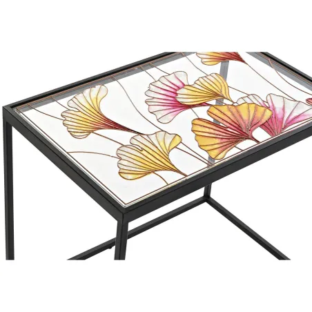 Набор из трех столиков DKD Home Decor Жёлтый Чёрный Розовый Позолоченный 60 x 40 x 50 cm