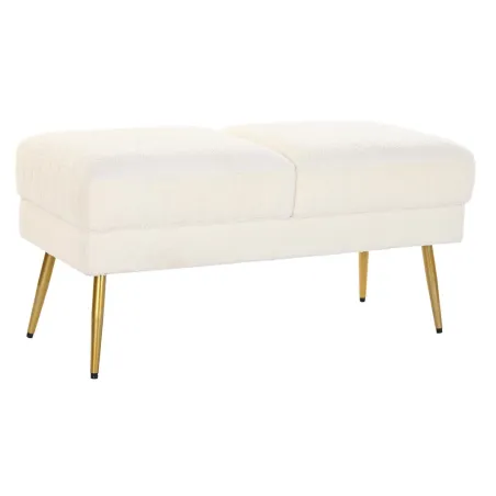 Taburetė DKD Home Decor 106 x 45 x 50 cm Auksinis Metalinis Balta