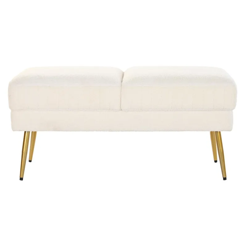 Банкетка DKD Home Decor 106 x 45 x 50 cm Позолоченный Металл Белый