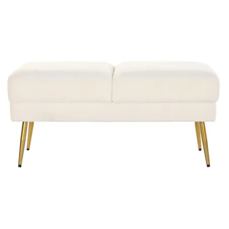 Банкетка DKD Home Decor 106 x 45 x 50 cm Позолоченный Металл Белый