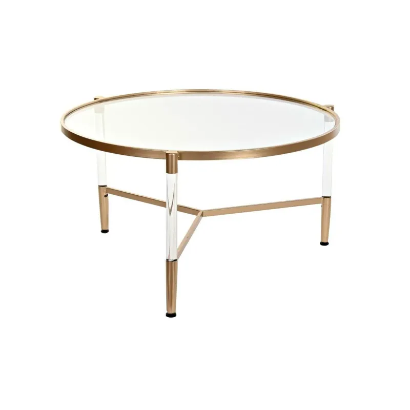 Olohuoneen pöytä DKD Home Decor Glamour Läpinäkyvä Kullattu Akryyli Metalli 87 x 87 x 50 cm