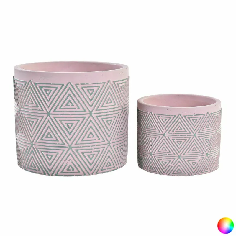 Istutuskastide komplekt DKD Home Decor Tsement 2 Tükid, osad 2 Ühikut (17 x 17 x 15 cm)