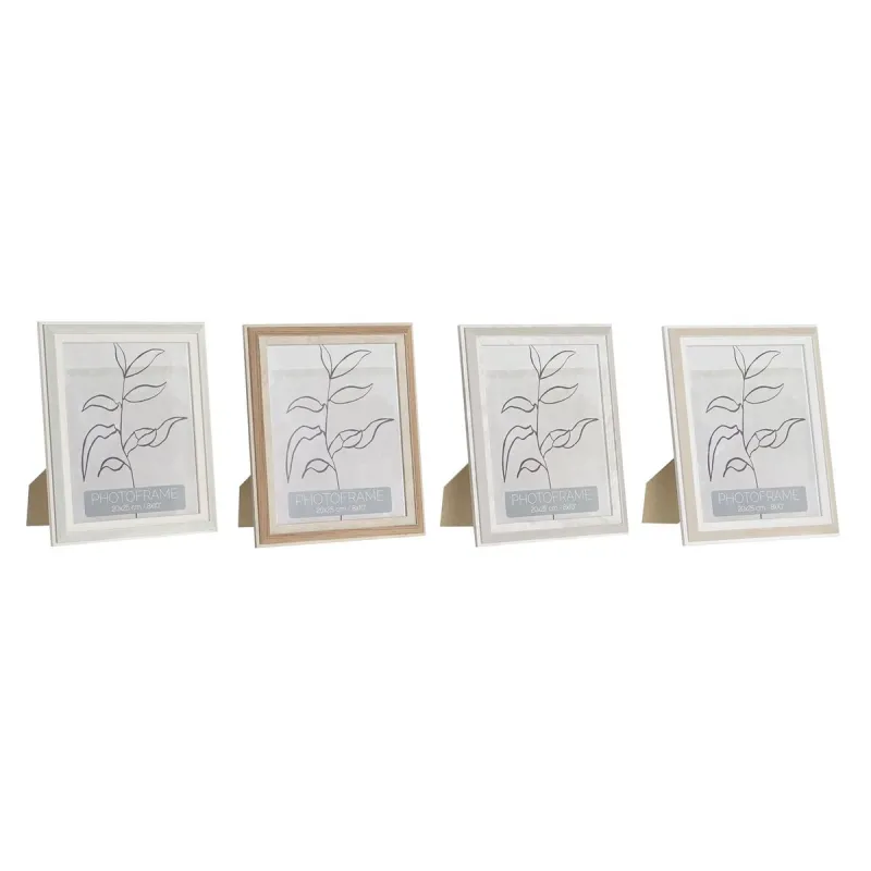 Foto rāmis DKD Home Decor Stikls Bēšs Zaļš PS Skandināvu (25 x 2 x 30 cm) (4 gb.)