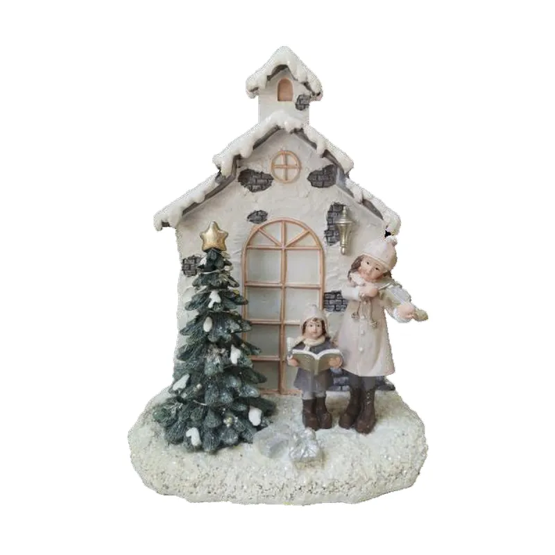 Новогоднее украшение DKD Home Decor Смола дом (16,5 x 9 x 21 cm) (2 штук)
