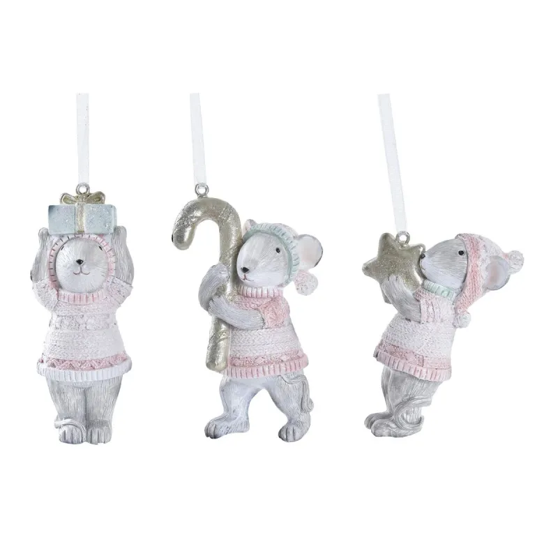 Joulukuusenpallo DKD Home Decor Hartsi (5 x 3 x 8,5 cm) (3) (3 osaa)