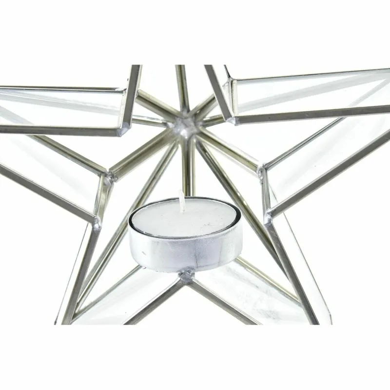 Рождественский подсвечник DKD Home Decor Позолоченный Серебристый Звезда 16 x 8 x 16 cm (2 штук)