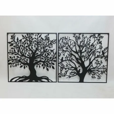 Seinakaunistus DKD Home Decor Puu Metall (98 x 1 x 98 cm) (2 Ühikut)