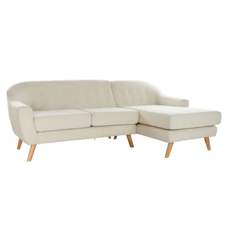 Chaise poilsio sofa DKD Home Decor Kreminė Kaučiukmedžio mediena 226 x 144 x 84 cm