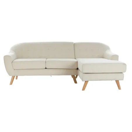 Диван-шезлонг DKD Home Decor Кремовый древесина каучукового дерева 226 x 144 x 84 cm